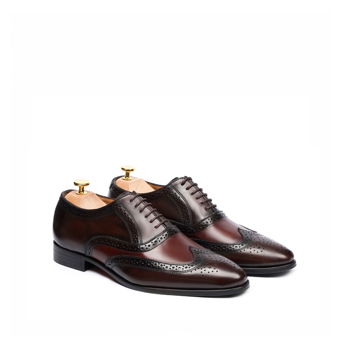 Northa - Men's Burnished Brown Burgundy Calf Leather Oxford Shoe