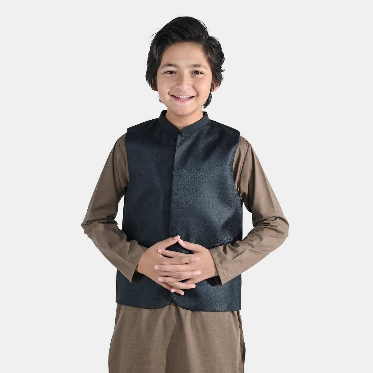 Boys Poly Viscose Waist Coat - Black