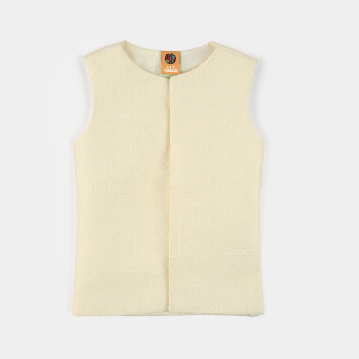 Boys Poly Viscose Waistcoat (After Glow)-Cream