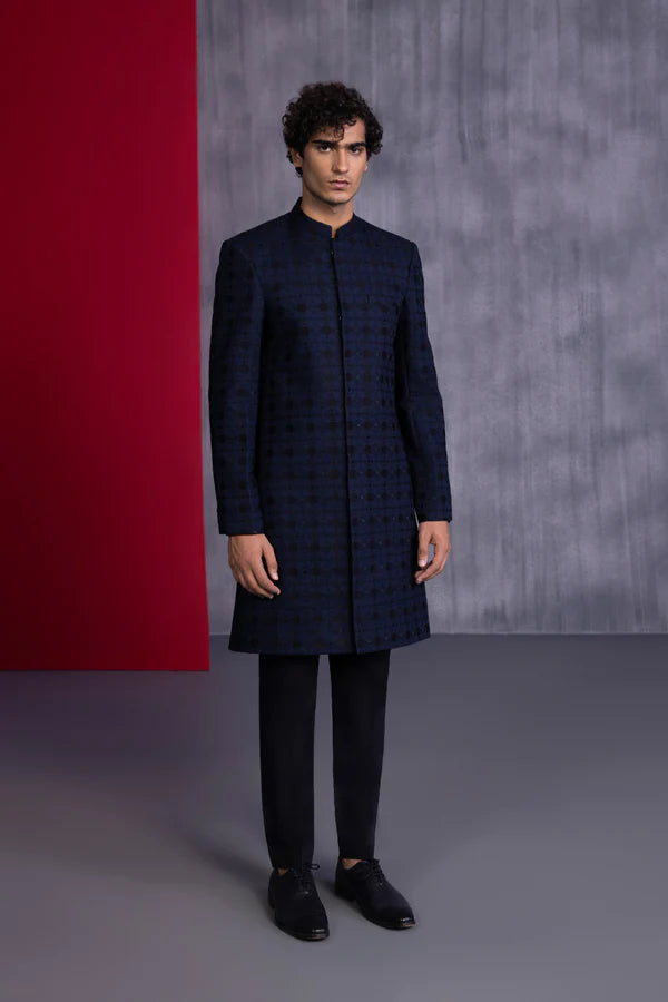 Embroidered Cotton Schiffli Sherwani